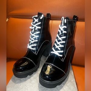 Azalea Wang Glossy Black Women's Combat Boots